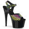 Босоножки Pleaser Adore-708N-LTP *Каблук 7 дюймов, босоножкии с ремешком на щиколотке шириной 2 3/4 дюйма, зелёно-чёрные