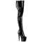 Чоботи Pleaser Adore-3850 на підборах 7 дюймів, чоботи до стегна зі шнурівкою ззаду 2 3/4 дюйма, еластичні, збоку блискавка, чорний еластичний лак