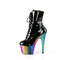 Чоботи Pleaser Adore-1020RC *7 дюймів на підборах, хромовані черевики на шнурівці 2 3/4 дюйма, з блискавкою збоку, чорні/різнокольорові