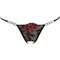 Стринги сексуальні Cottelli Collection String Rose з вишивкою та імітацією шнурівки, чорні, M/L