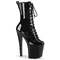 Ботинки Pleaser Enchant-1040, каблук 8 дюймов, высота ботинок 3 3/4 дюйма, шнуровка, боковая молния, чёрные