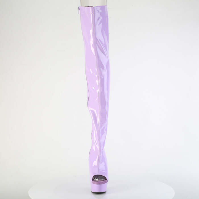 Сапоги Delight-3017, каблук 6 дюймов, ботфорты с открытым носком и пяткой 1 3/4 дюйма, молния сбоку, эластичная лакированная кожа лавандового цвета