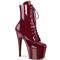Чоботи Pleaser Adore-1020 на підборах 7 дюймів, черевики з мереживом спереду 2 3/4 дюйма, з блискавкою збоку, бордові