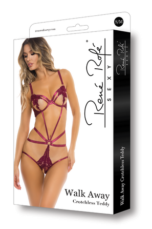 Боди открытый WALK AWAY CROTCHLESS TEDDY BURGUNDY, S/M