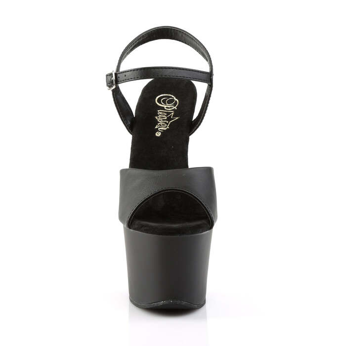 Босоніжки Sky-309 на підборах 7 дюймів, босоніжки 2 3/4 дюйма PF, чорні, з веганської шкіри/чорні