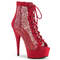 Чоботи Pleaser Delight-600-33RM *6 дюймів на підборах, 1 3/4 дюйма з відкритим носком та шнурівкою, червоні