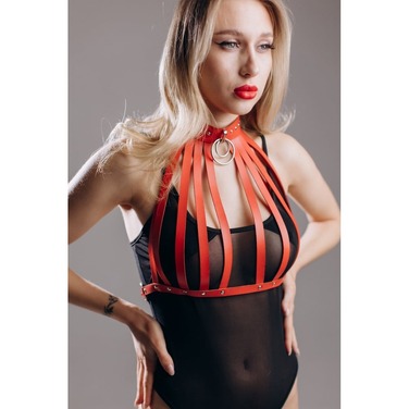 Бюстгалтер Candy Hero 'L-28', екошкіра, ручна робота, червоний