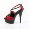 Босоніжки Pleaser Delight-652-1 *6 дюймів на підборах, 1 3/4 дюйма, двоколірні босоніжки з відкритим носком, чорні лаковані, червоні, з сітки, чорні