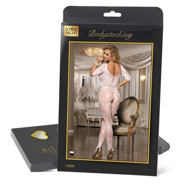 Комбинезон ажурный Star Night с цветочными узорами и открытым доступом, черный