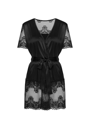 Сексуальный черный халат Obssesive Maderris peignoir M/L