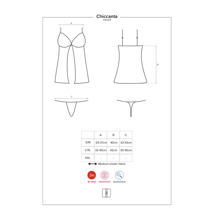 Бебидолл c кружевными вставками и трусиками в комплекте Obsessive Chiccanta черный, S/M