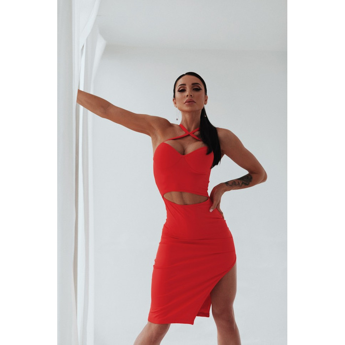 Плаття Fitzona RED DRESS WITH NECK DETAIL AND ZIPPER