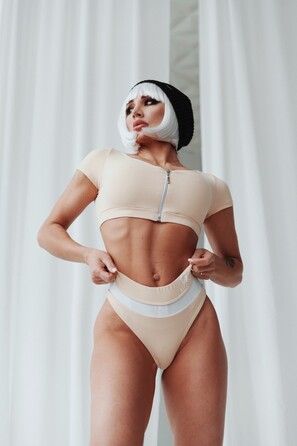 Купальні трусики Fitzona BEIGE SWIMSUIT PANTS WITH WHITE DETAIL