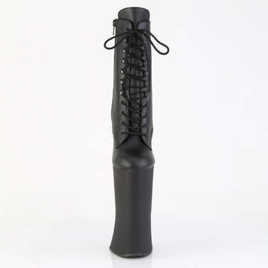 Чоботи Forbidden-1020 без підборів, 11 дюймів, зі шнурівкою спереду 6 1/4 дюйма, з внутрішньою блискавкою, чорні, веганська шкіра