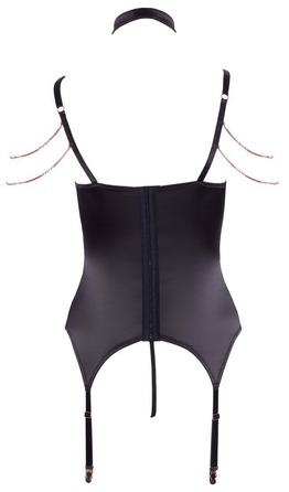 Корсет с открытой грудью, цепочками Abierta Fina Basque и трусиками в комплекте, 75B/S