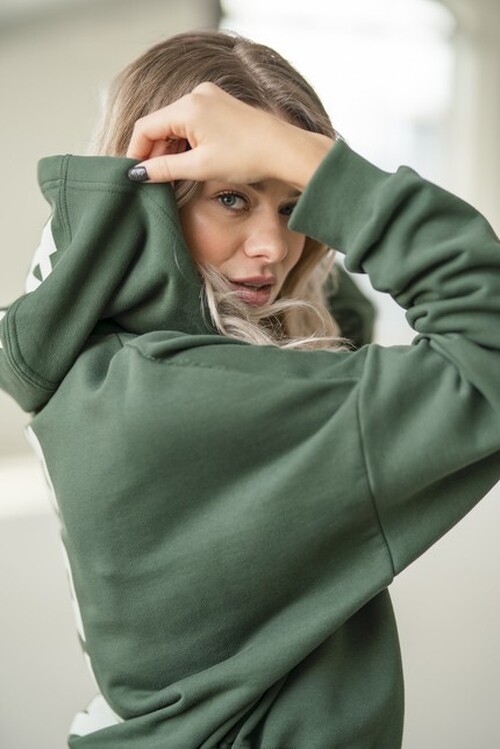 ХУДІ LOOSE FIT CROP HOODIE ICONIC DARK GREEN 421