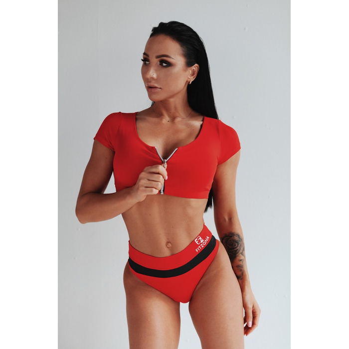 Купальні трусики RED SWIMSUIT PANTS WITH WHITE DETAIL