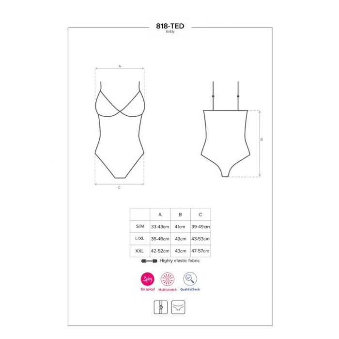 Боди Секси Obsessive 818-TED-1 Crotchless teddy ХXL