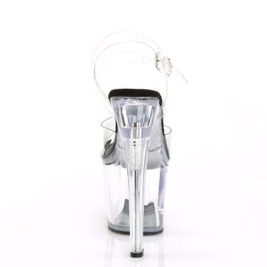 Босоніжки Radiant-708 на підборах 7 дюймів, босоніжки з ремінцем на щиколотці 3 1/4 дюйма, чорні/прозорі