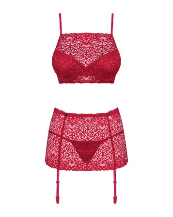 Комплект Obsessive Lividia 3 pcs set red S/M