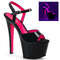Босоножки Pleaser Sky-309TT. Каблук 7 дюймов, 2 3/4 дюйма. Двухцветные босоножкии с ремешком на щиколотке, черно-розовые.