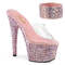 Шлепанцы Pleaser Bejeweled-712RS, каблук 7 дюймов, декорированные шлепанцы PF RS высотой 2 3/4 дюйма с подходящим манжетом, прозрачные/нежно-розовые