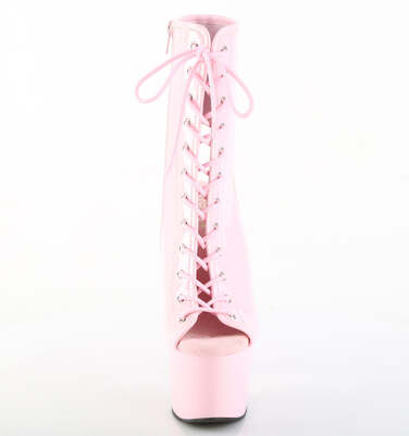 Ботильоны Adore-1016 с каблуком 7 дюймов, открытым носком и пяткой 2 3/4 дюйма, молнией сбоку, нежно-розовая лакированная кожа