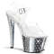 Босоніжки Pleaser Stardust-708 на підборах 7 дюймів, 2 3/4 дюйма, з шипами R/S, хромовані, з ремінцем на щиколотці, прозорі/сріблясті
