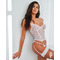 Прозорий корсет та стрінги Obsessive Alissium corset & thong білі, XS/S