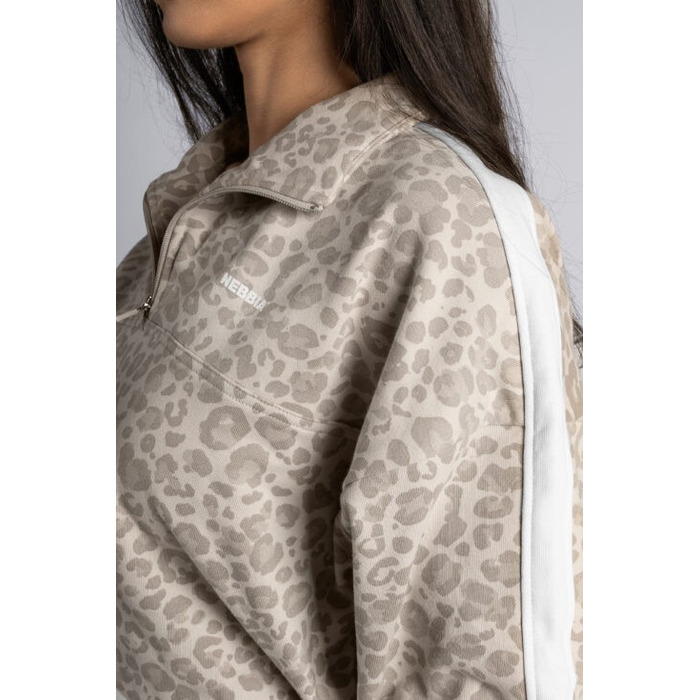 Кофта Nebbia Half-Zip Leopard Sweatshirt PRIMAL Cream Leopard 866