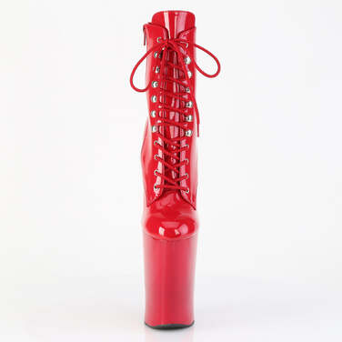 Ботильоны Worship-1020, без каблука 10 дюймов, высотой 4 3/4 дюйма, с PF шнуровкой спереди, внутренней молнией, красные