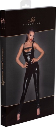 Комбинезон с открытой спиной виниловый Noir Handmade F249 черный, S