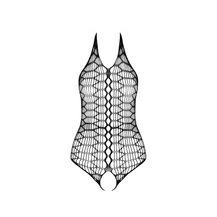 Боди BS087 в крупную сетку и с открытой спиной, черный