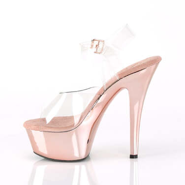 Босоножки Kiss-208, каблук 6 дюймов, хромированный ремешок на щиколотке шириной 1 3/4 дюйма, прозрачный/розовое золото
