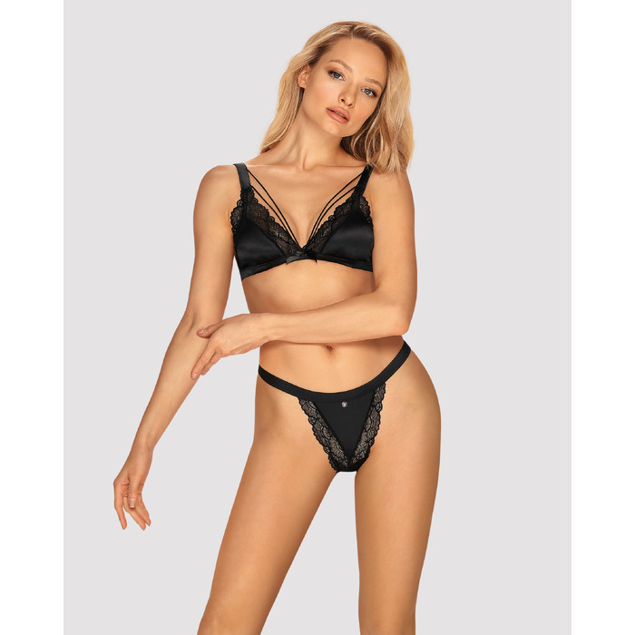 Комплект білизни бюстгальтер та трусики Obsessive Eloissa, чорний, L/XL