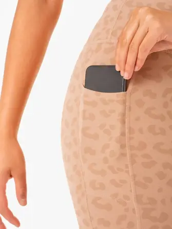 Леггинсы Ryderwear Ultra High Waisted Full Length Leggings - Tan Leopard