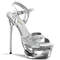 Босоножки Pleaser Eclipse-619G, каблук 6 1/2 дюйма, босоножкии с вырезом PF и перекрещивающимися ремешками, серебристые