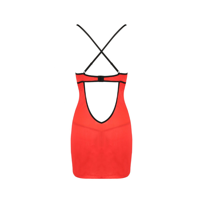Сукня червона з чорною обробкою та трусики стрінги FEMMINA CHEMISE S/M - Passion