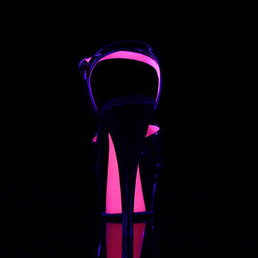 Босоножки Kiss-209TT, каблук 6 дюймов, двухцветный ремешок на щиколотке, чёрно-розовый