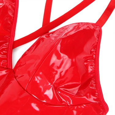 Платье с чокером, глянцевое Star Night Wet Look с имитацией винила, красное, S