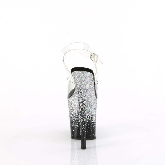 Босоніжки Flamingo-808SS на підборах 8 дюймів, босоніжки з ремінцем на щиколотці 4 дюйми, прозорі/сріблясті