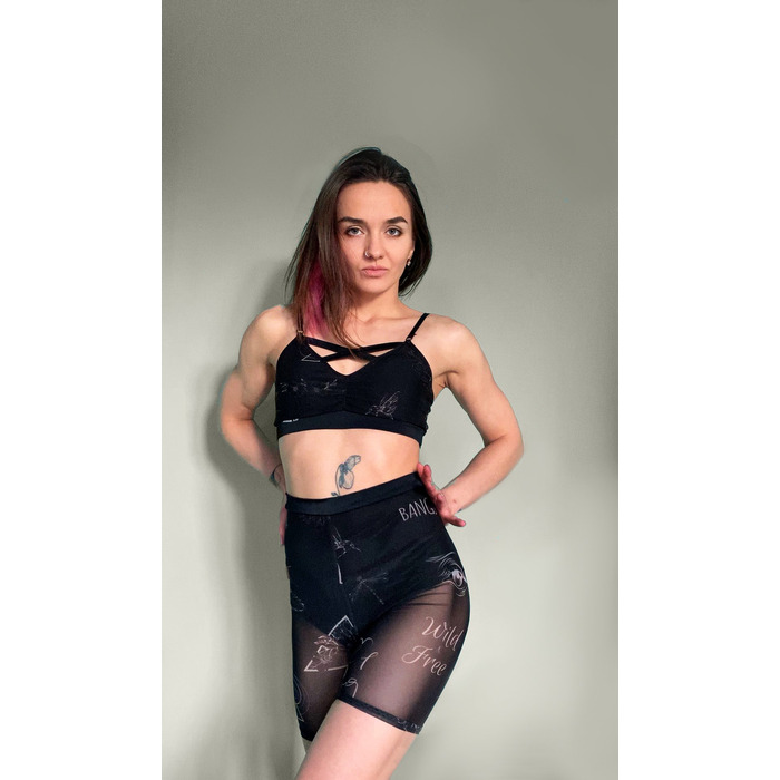 Шорти Velo Tattoo з Сітки з Високою Посадкою для Pole Dance, Yoga та Heels Тренувань - чорний