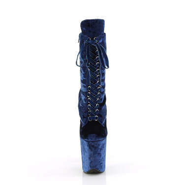 Чоботи Flamingo-1045VEL *8-дюймовий каблук, 4-дюймові оксамитові черевики до щиколотки з PF, темно-сині