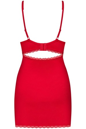 Сорочка сексуальная красная Obsessive JOLIEROSE с кружевной отделкой, S/M