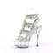 Босоніжки Pleaser Delight-656RS на підборах 6 дюймів, 1 3/4 дюйма з Т-подібним ремінцем та подвійною пряжкою, зі стразами, сріблясті стрази/прозорі