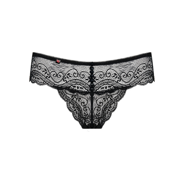 Трусики- стринги кружевные черные Obsessive Miamor L/XL