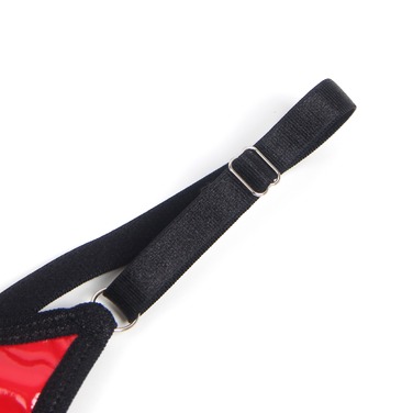 Сексуальный комплект белья Star Night из лакированной кожи и вставками из сетки, красно-черный, M