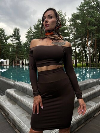 ТОП BROWN TOP OFF THE SHOULDER 14673