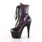 Чоботи Pleaser Adore-1020SHG *7-дюймовий каблук, 2 3/4-дюймові черевики на шнурівці з PF, блискавка збоку, фіолетові/чорні