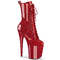 Чоботи Pleaser Flamingo-1040GP на підборах 8 дюймів, черевики до щиколотки зі шнурівкою 4 дюйми, з блискавкою збоку, червоні